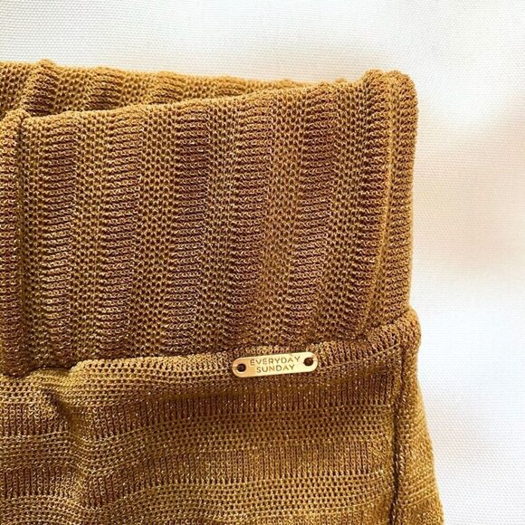 NWT EVERYDAY SUNDAY SHIMMERY GOLD SHEER STRIPED WIDE LEG COVER UP TROUSERS PANT - Picture 8 of 11